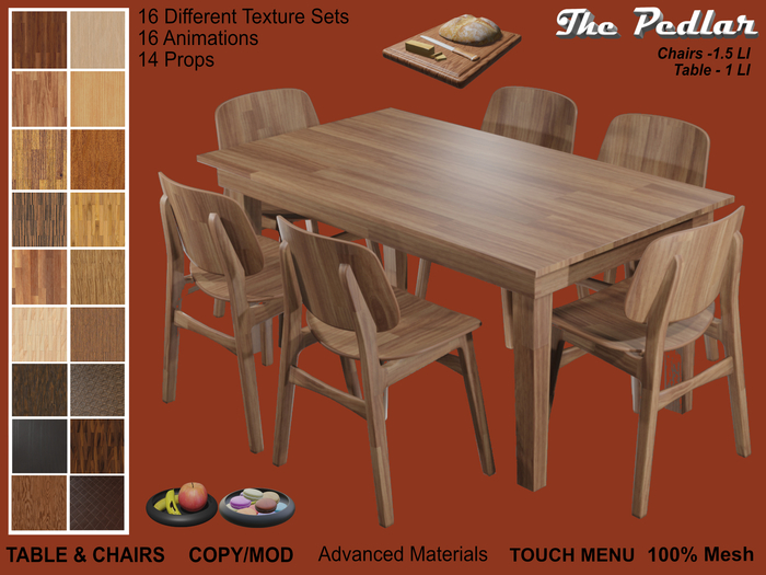Second Life Marketplace Dining Table & Chairs
